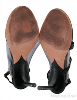 Black PVC Slingback Heels