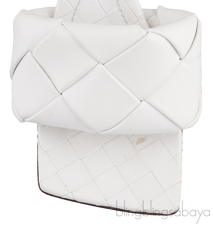 Bottega Veneta White Lido Intrecciato Mules 38