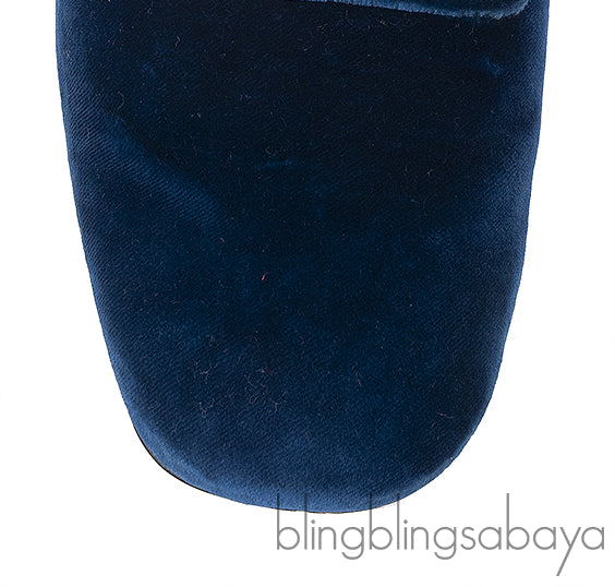 Gucci Blue Velvet G Crystal Madelyn Mules