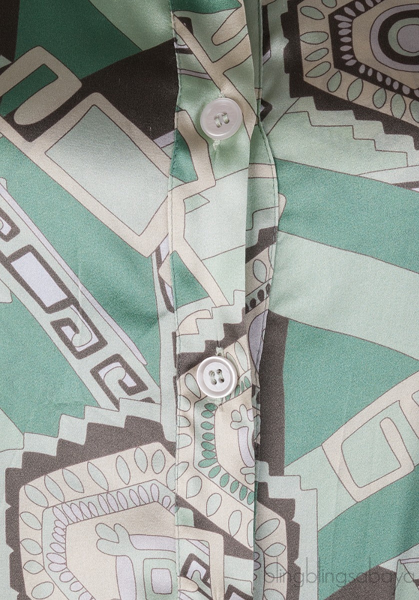 Light Green Printed Sleeveless Top & Cardigan