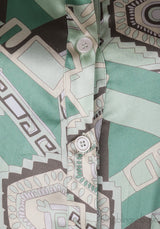Light Green Printed Sleeveless Top & Cardigan