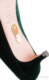 Aquazzura Emerald Green 45 Velvet Mules