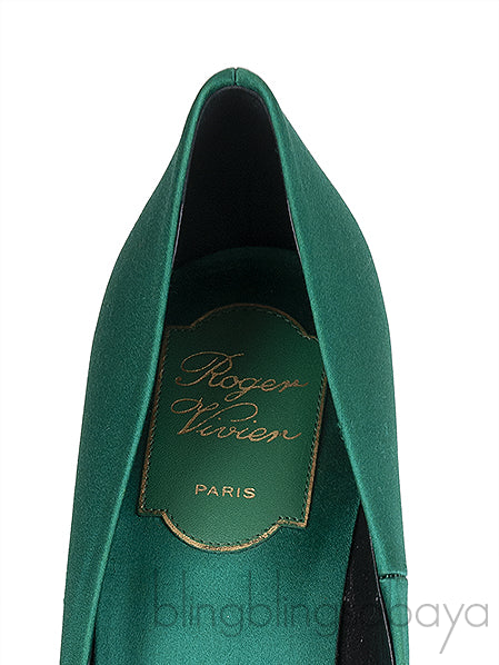 Roger Vivier Emerald Green Floral Crystal Heels