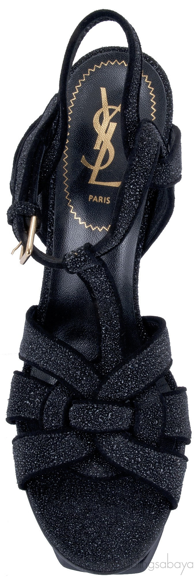 Glitter Finish Black Tribute Sandals