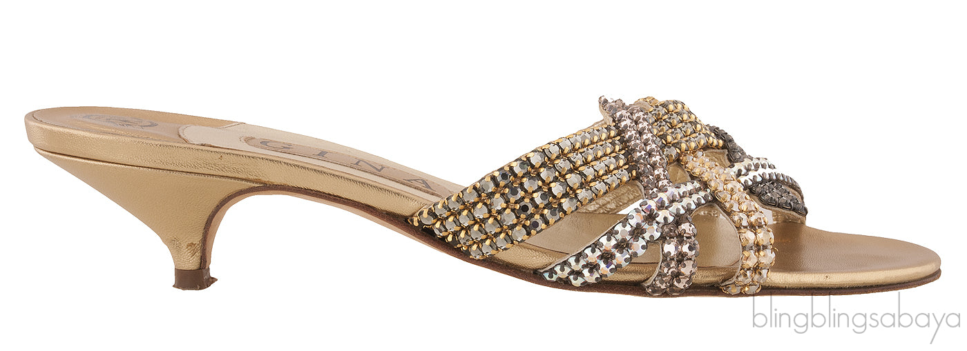 Tri-color Crystal Mini Kitten Heels