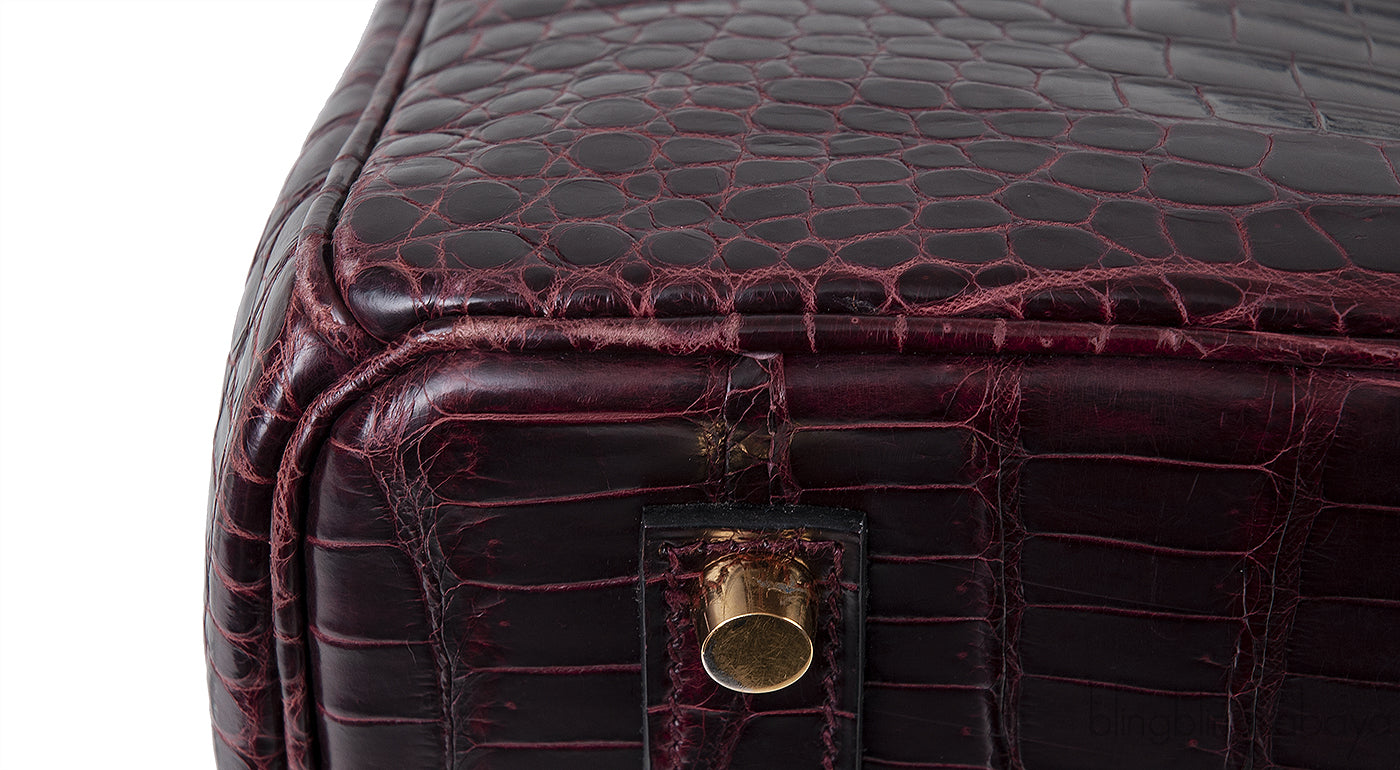 Birkin 35 Prune Crocodile Porosus GHW