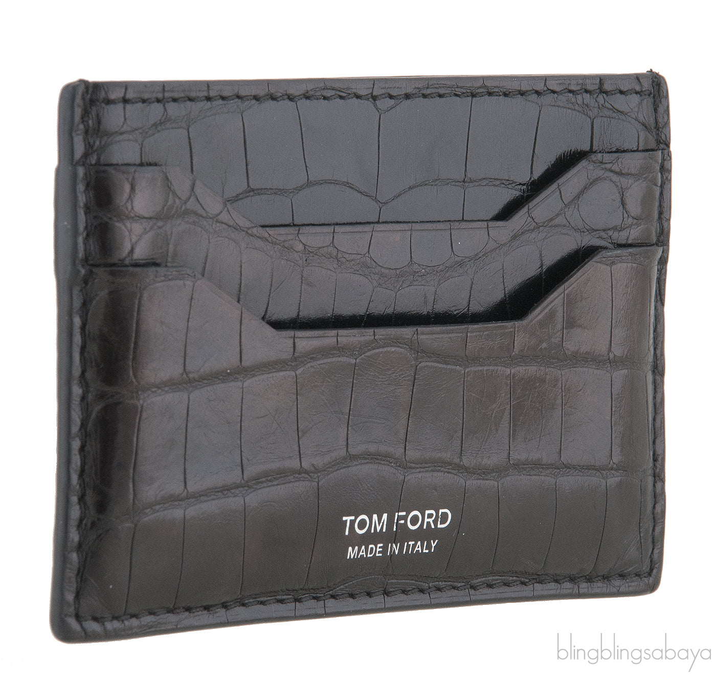 Black Crocodile Print Card Holder