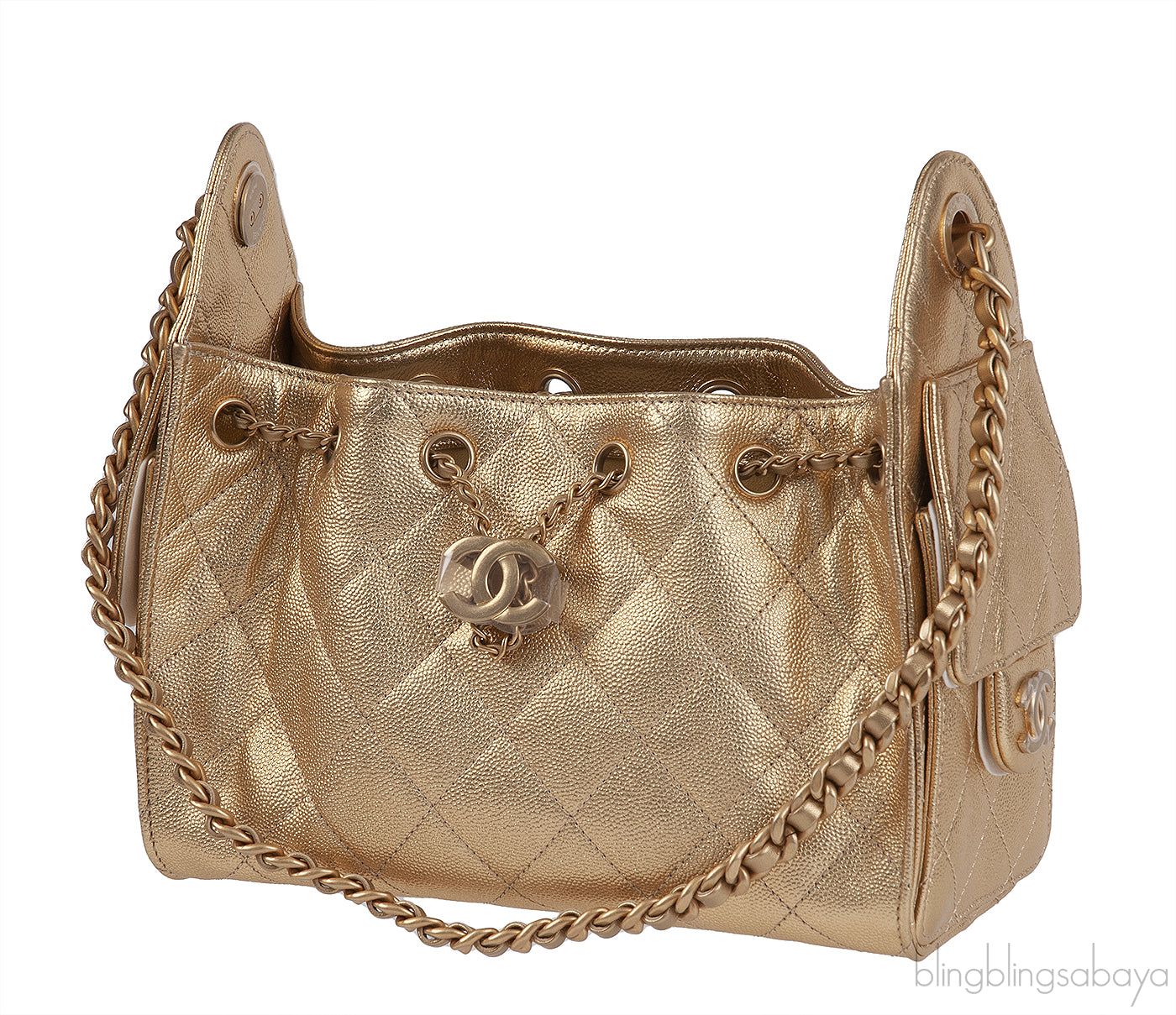 Chanel 25 Mini Gold Metallic Grained Leather GHW