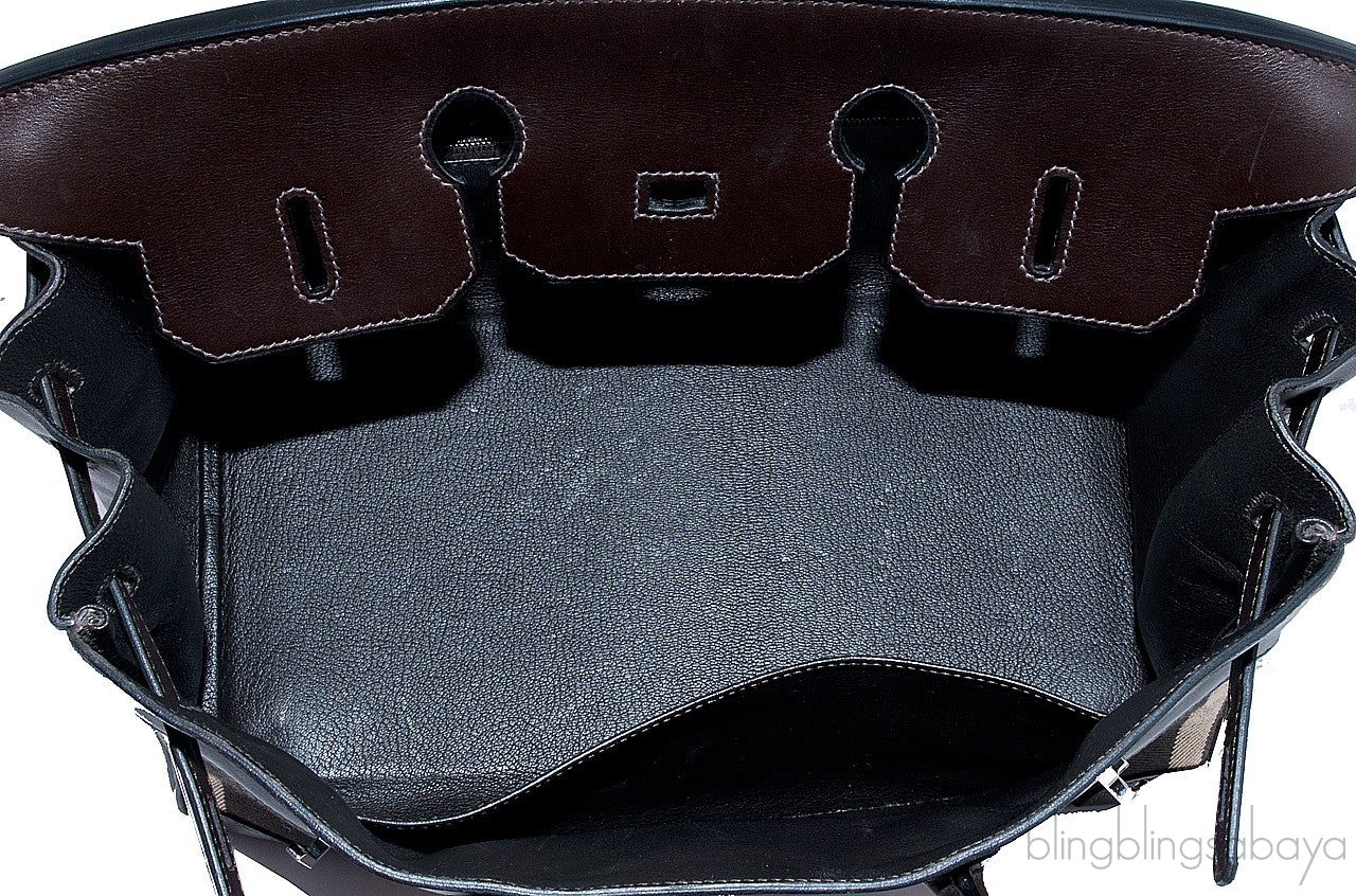 Birkin 35 Ebene Leather & Canvas