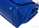 Blue Patent Puzzle Quilted Flap Bag