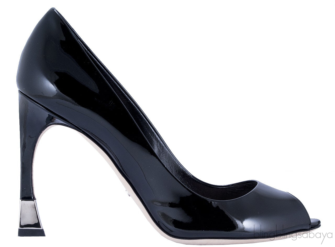Black Patent Lucky Peep Toe