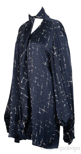 Black Printed Self-tie Blouse