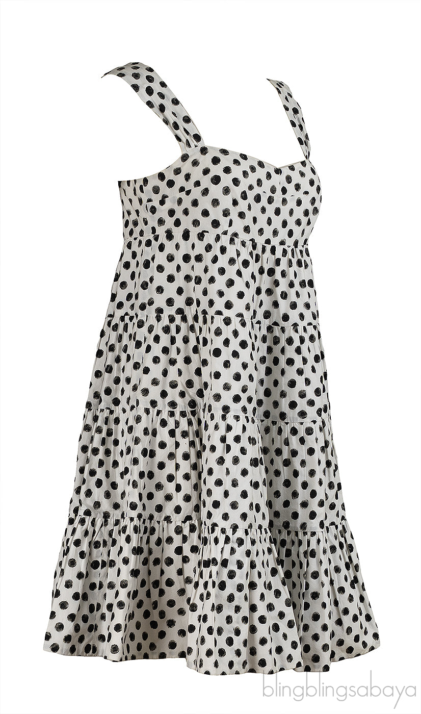 Dolce & Gabbana Polkadot White Sleeveless Dress