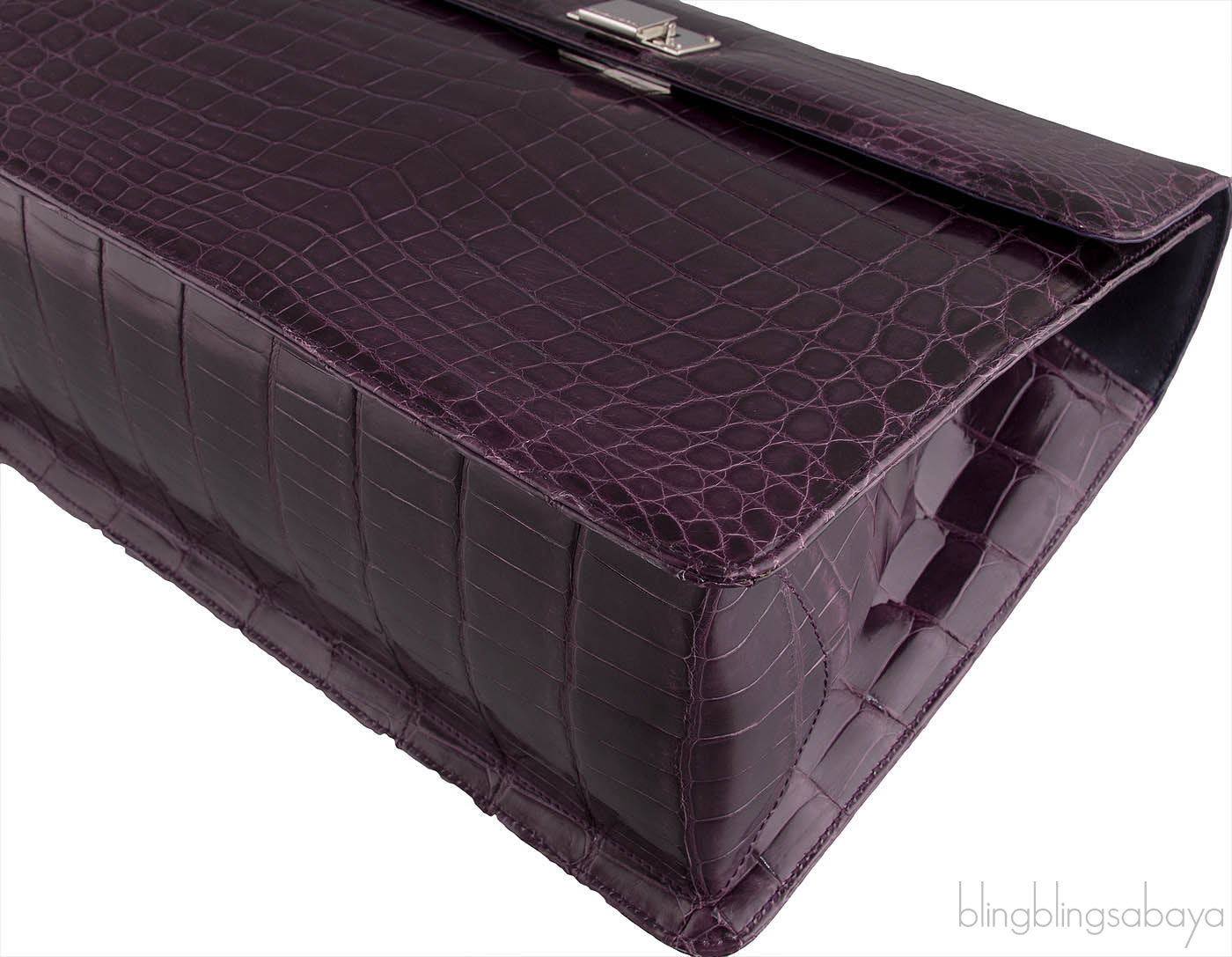 Purple Cornelia Lunch Box Crocodile Bag