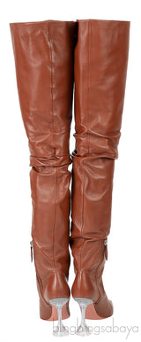 Brown Thigh-high Leather Boots