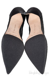 Black Mesh Polkadot Pointed Toe Heels