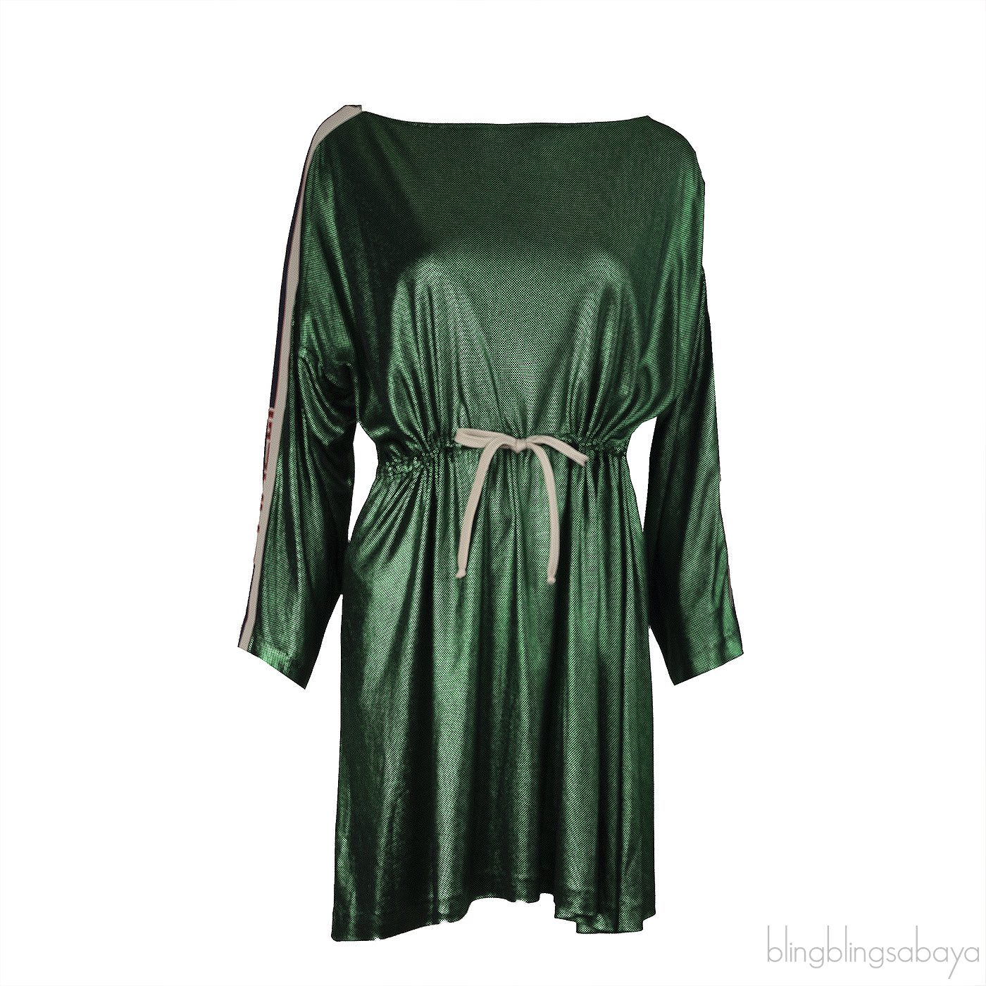 Gucci Green Metallic Bateau Neckline Mini Dress XS