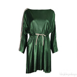 Gucci Green Metallic Bateau Neckline Mini Dress XS