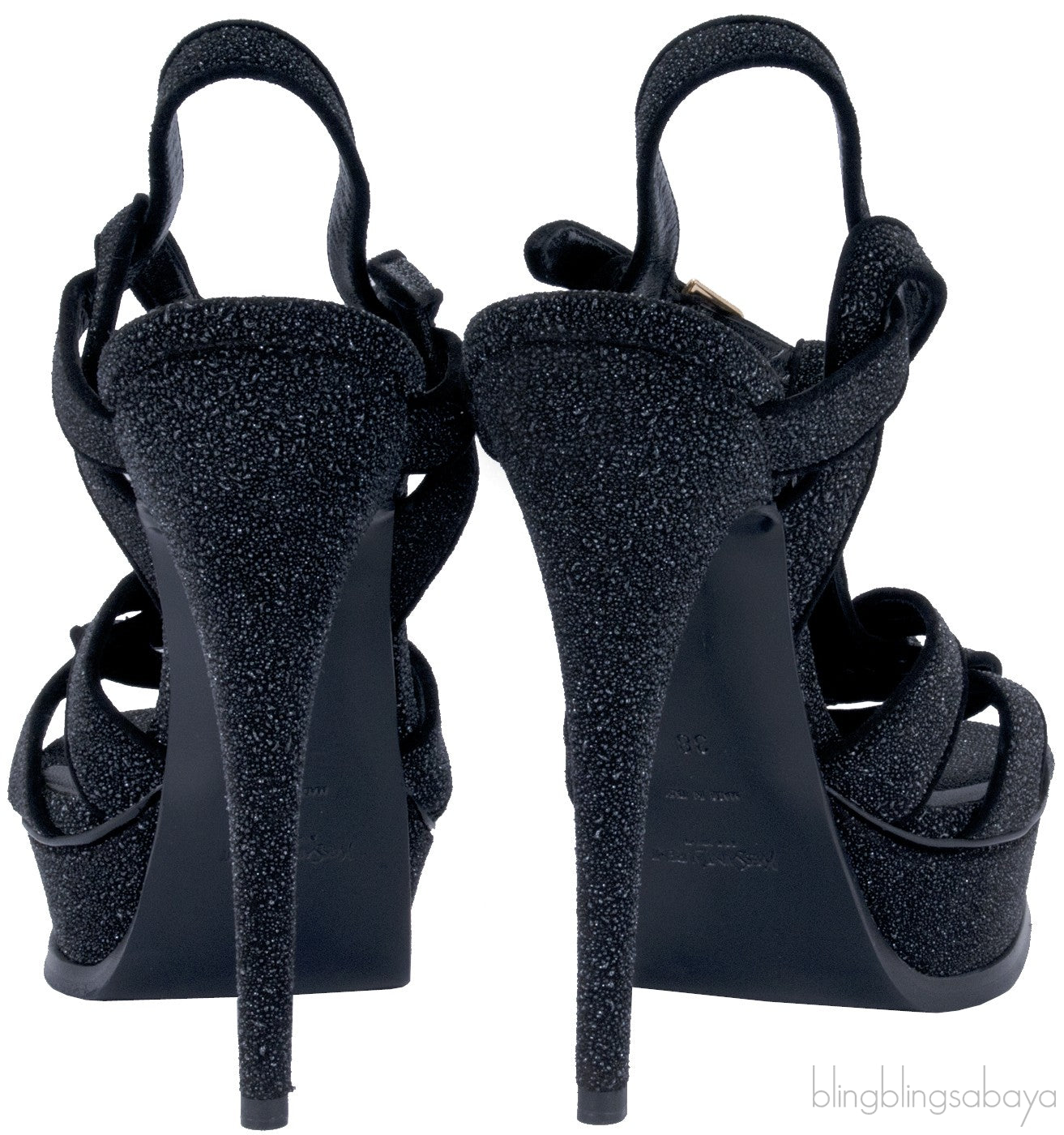 Glitter Finish Black Tribute Sandals