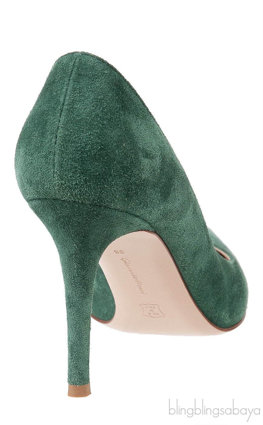 Emerald Suede Pointed Toe Heels