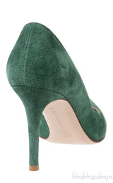 Emerald Suede Pointed Toe Heels