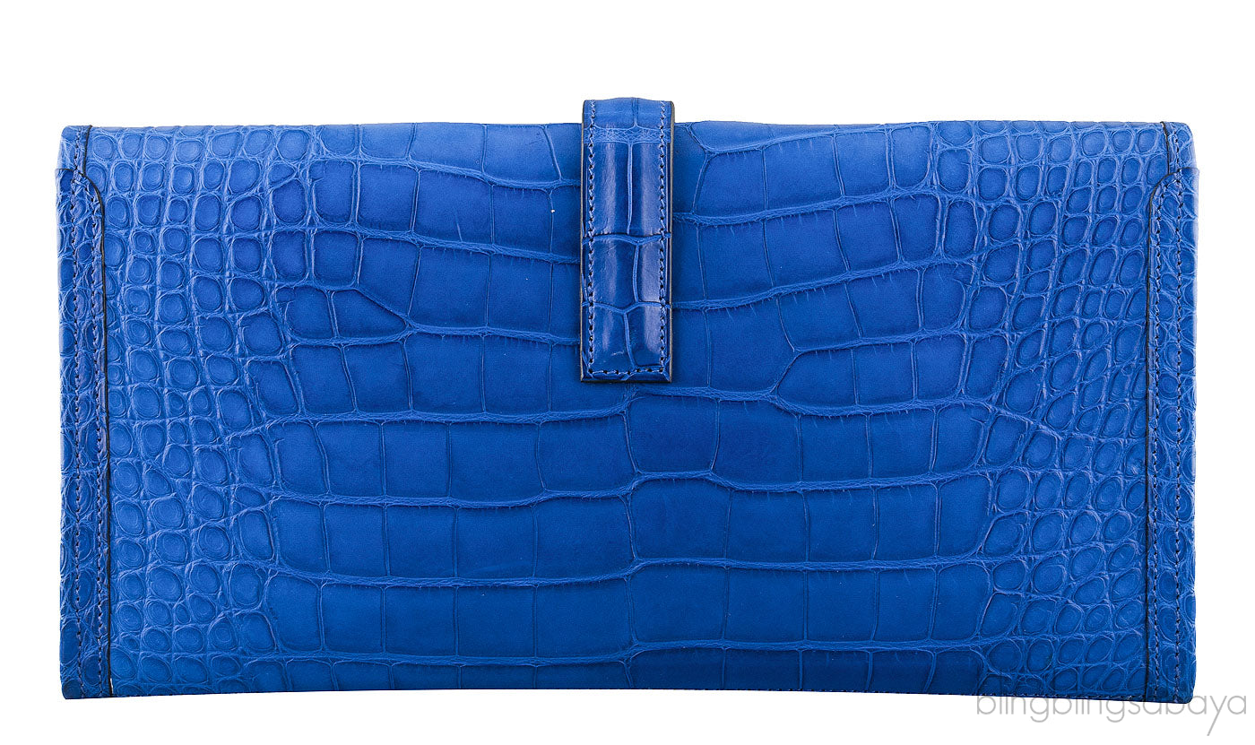 Jige Elan Blue Electric Crocodile Clutch