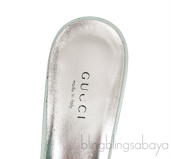 Pastel Green Tiger Head Slide Sandals