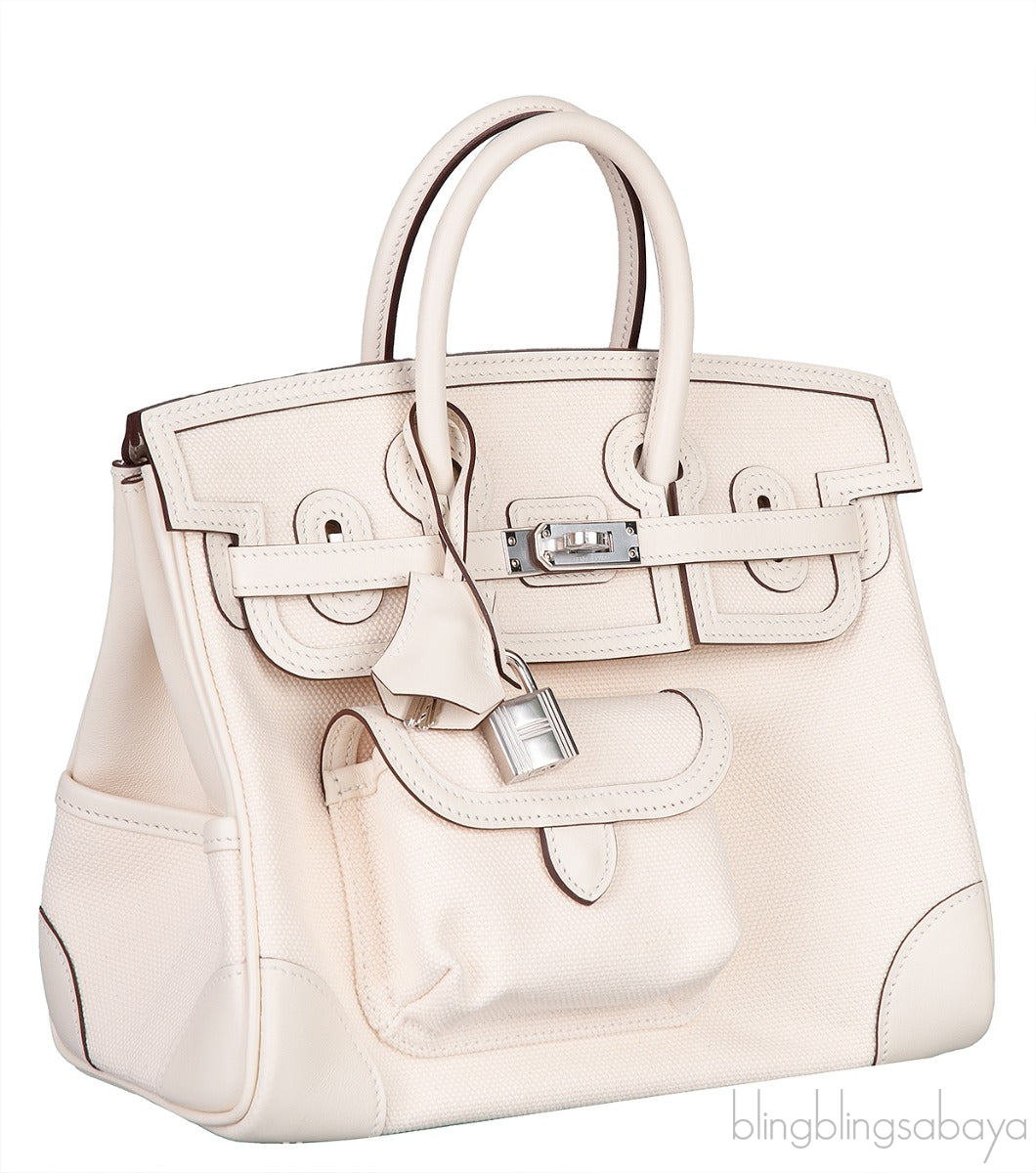 Birkin 25 Cargo Nata Toile Goeland Bag Swift PHW