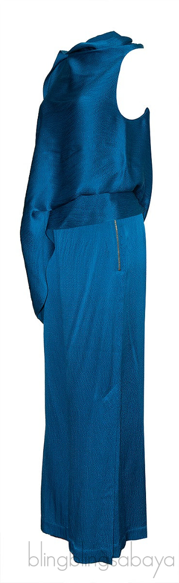 Blue Textured Top & Trouser