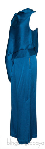 Blue Textured Top & Trouser