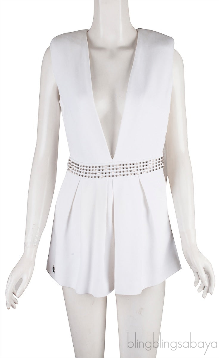 Phillip Plein White Beaded Playsuit