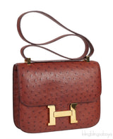 Hermes Vintage Constance 23 Brown Ostrich GHW