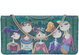 Girls Print Green Clutch Shoulder Bag