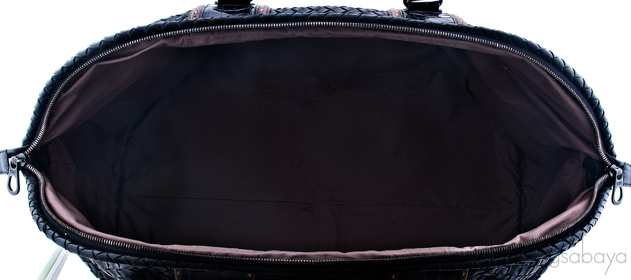 Nero Intrecciato Nappa Croco Duffle