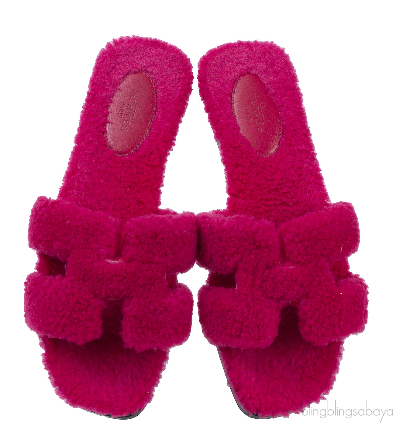 Hermes Fuchsia Oran Teddy Bear Sandals