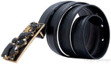 Black Saffiano Jeweled Belt