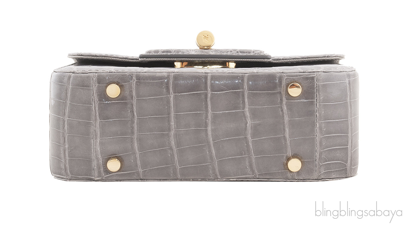 Grey Crocodile Shoulder Bag