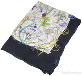 Black Floral Silk Scarf