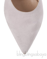 Off White Suede Pointed Toe Mule