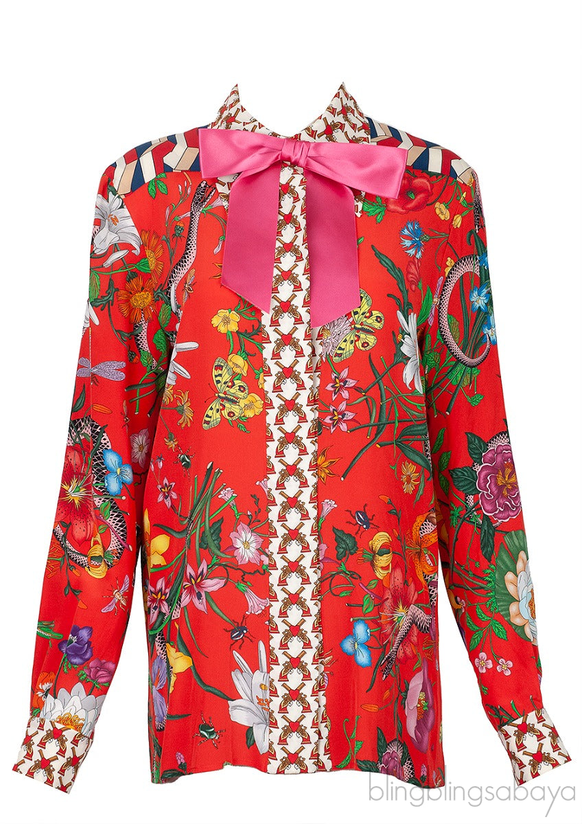 Pink Bow Multicolor Printed Shirt