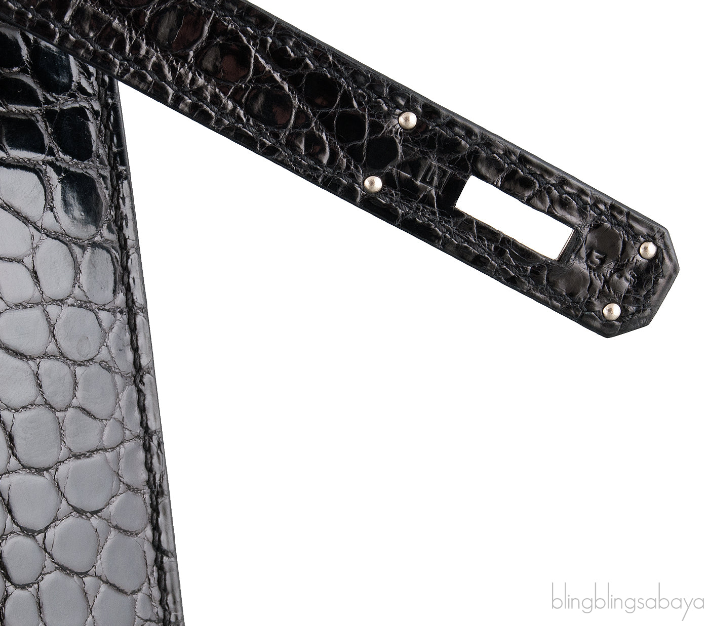 Kelly 35 Black Croc Sellier PHW