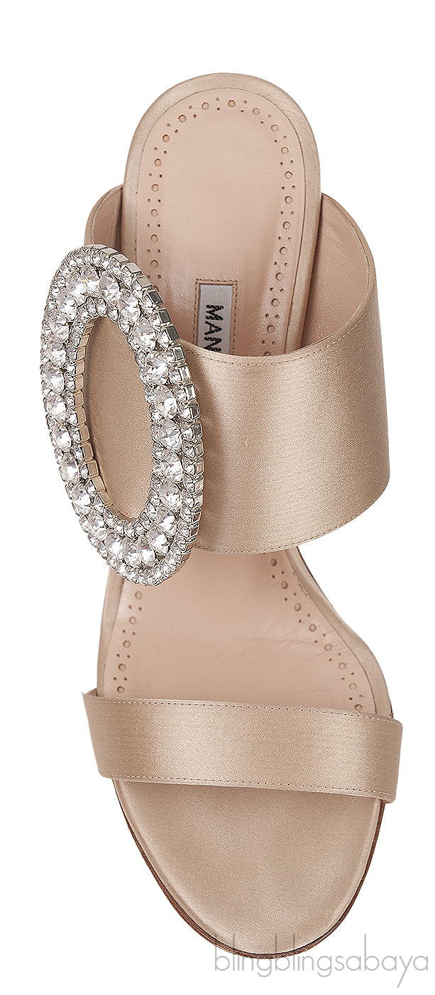 Champagne Satin Fibiona Slide Sandals