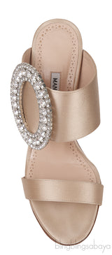 Champagne Satin Fibiona Slide Sandals