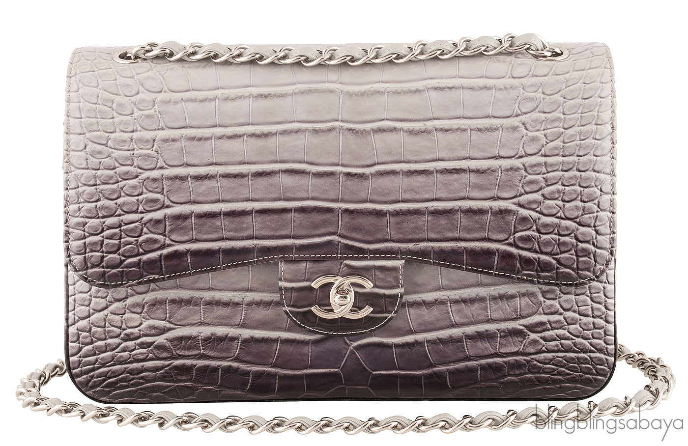 Ombre Grey Crocodile Flap Bag