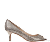 Silver Glittery Peep Toe Pump