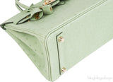 Birkin 25 Vert Criquet Ostrich GHW