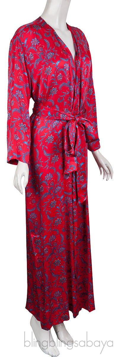 Red Floral Wrap Belted Dress