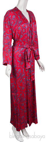 Red Floral Wrap Belted Dress