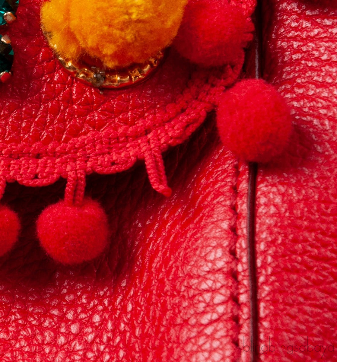 Red Miss Sicily Crystal & Flower Embellished Bag