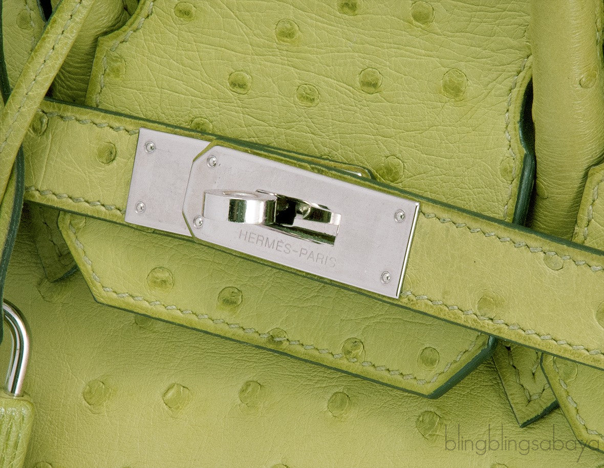 Birkin 30 Ostrich Vert Anis*